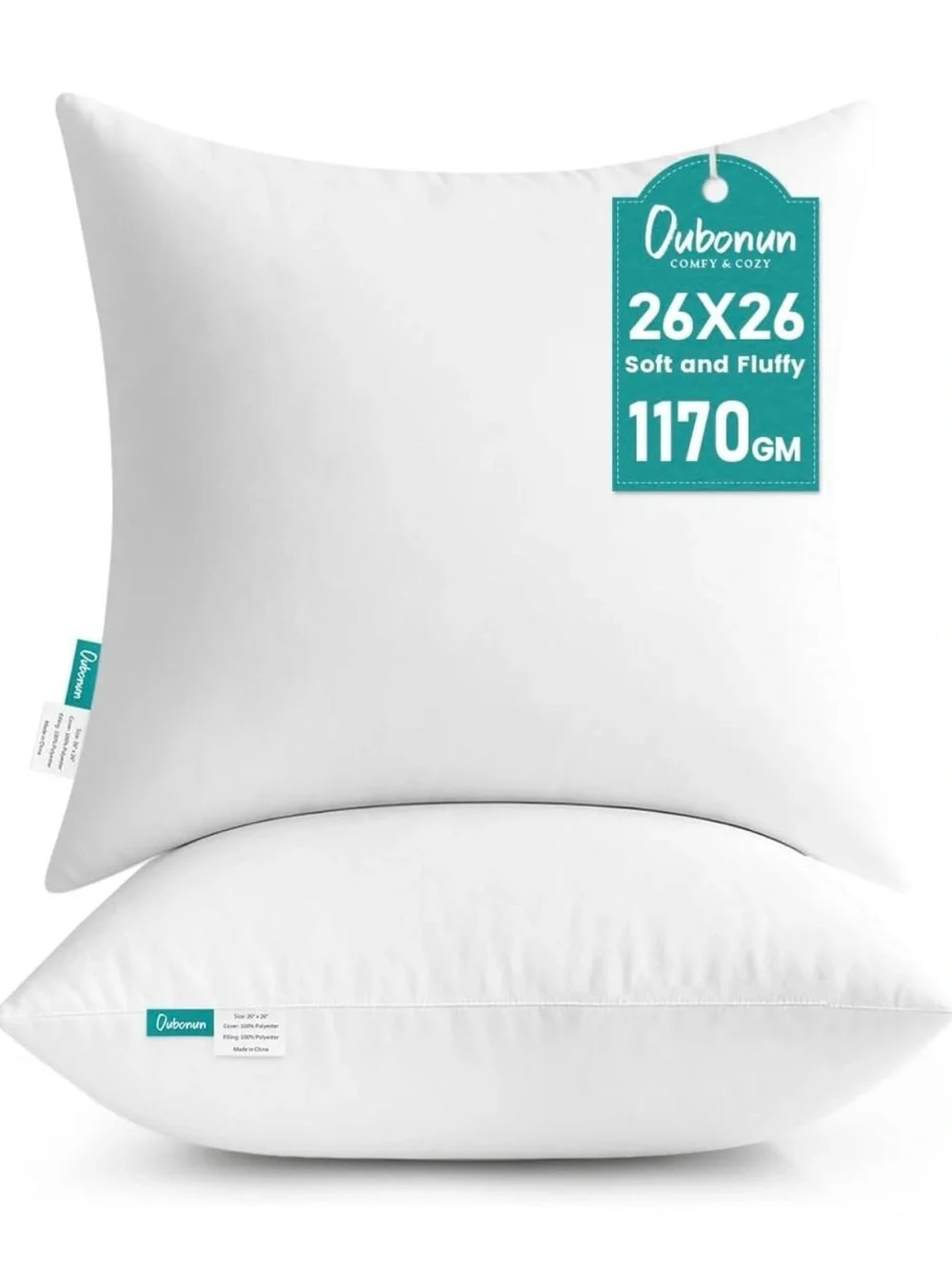 26x26 White Pillow - Soft & Supportive